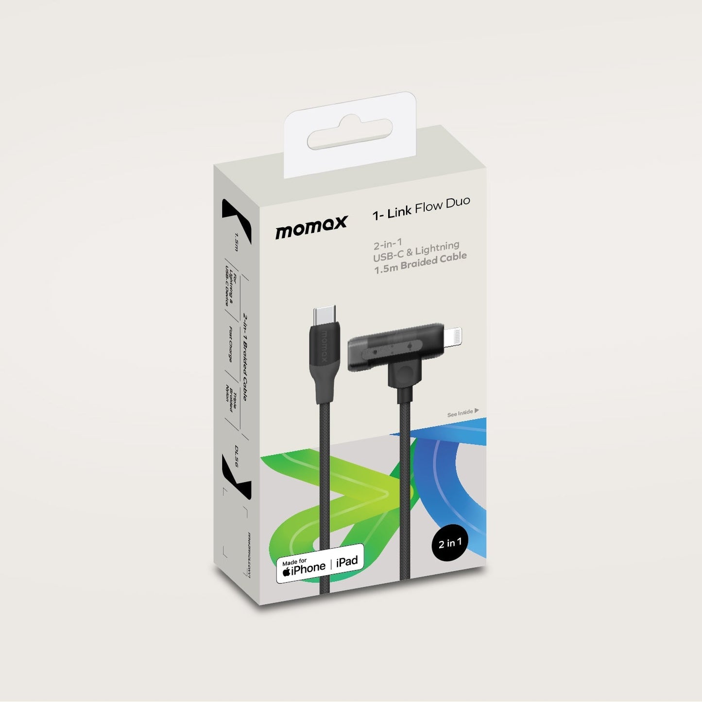1-Link Flow Duo 2-in-1 USB-C to Lightning 編織線 (1.5米)
