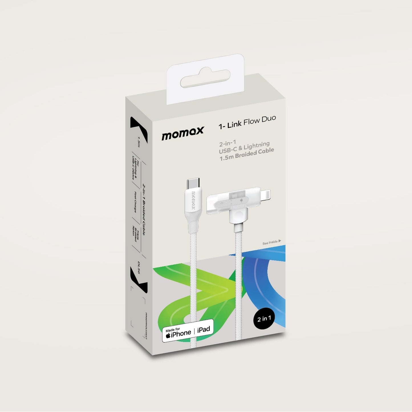 1-Link Flow Duo 2-in-1 USB-C to Lightning 編織線 (1.5米)
