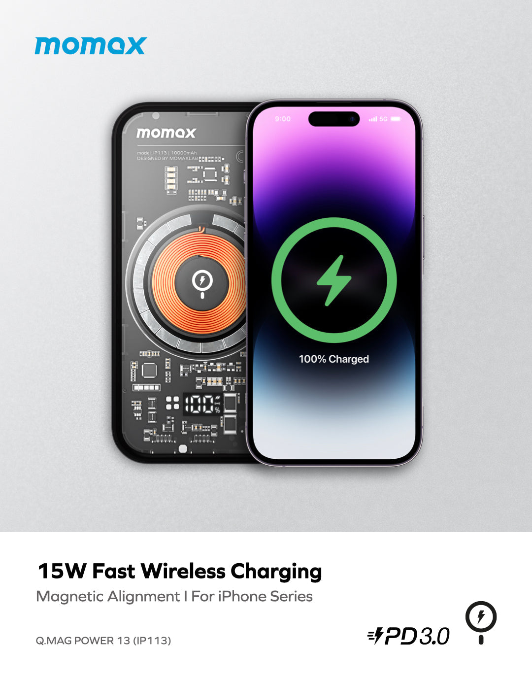 Q.MAG POWER 13 10000mAh 磁吸無線充流動電源