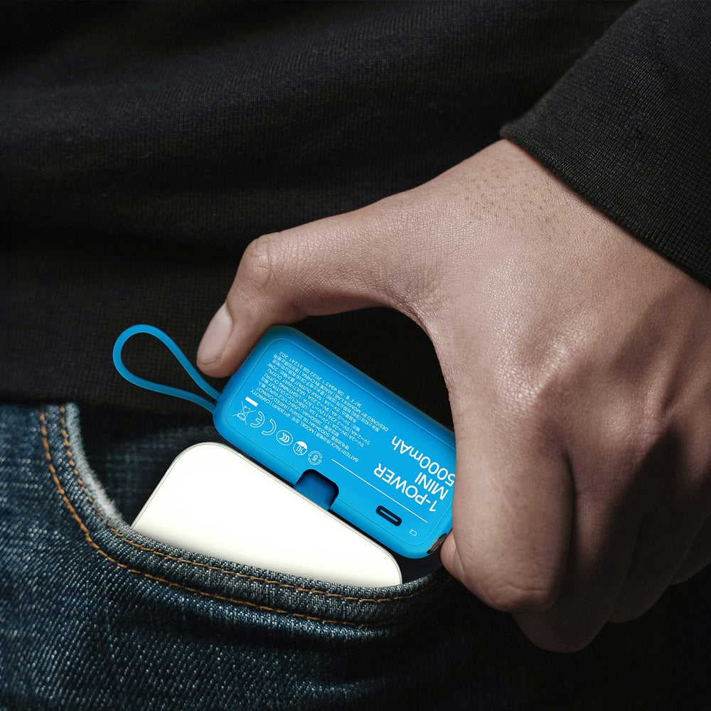 1-Power Mini 5000mAh 内置可折叠Lightning移動電源 (CCC 認證)