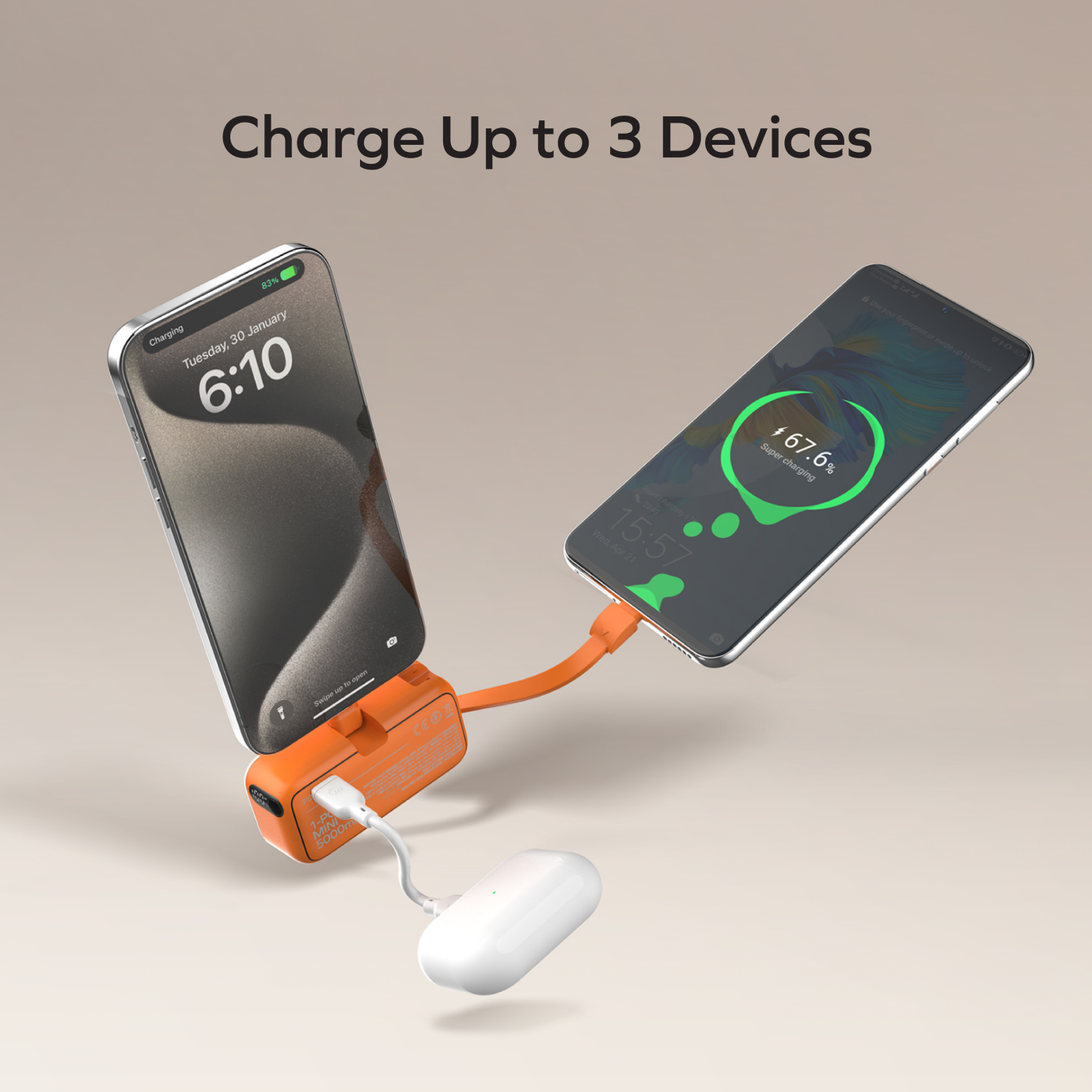 1-Power Mini 5000mAh 内置可折叠Lightning移動電源 (CCC 認證)