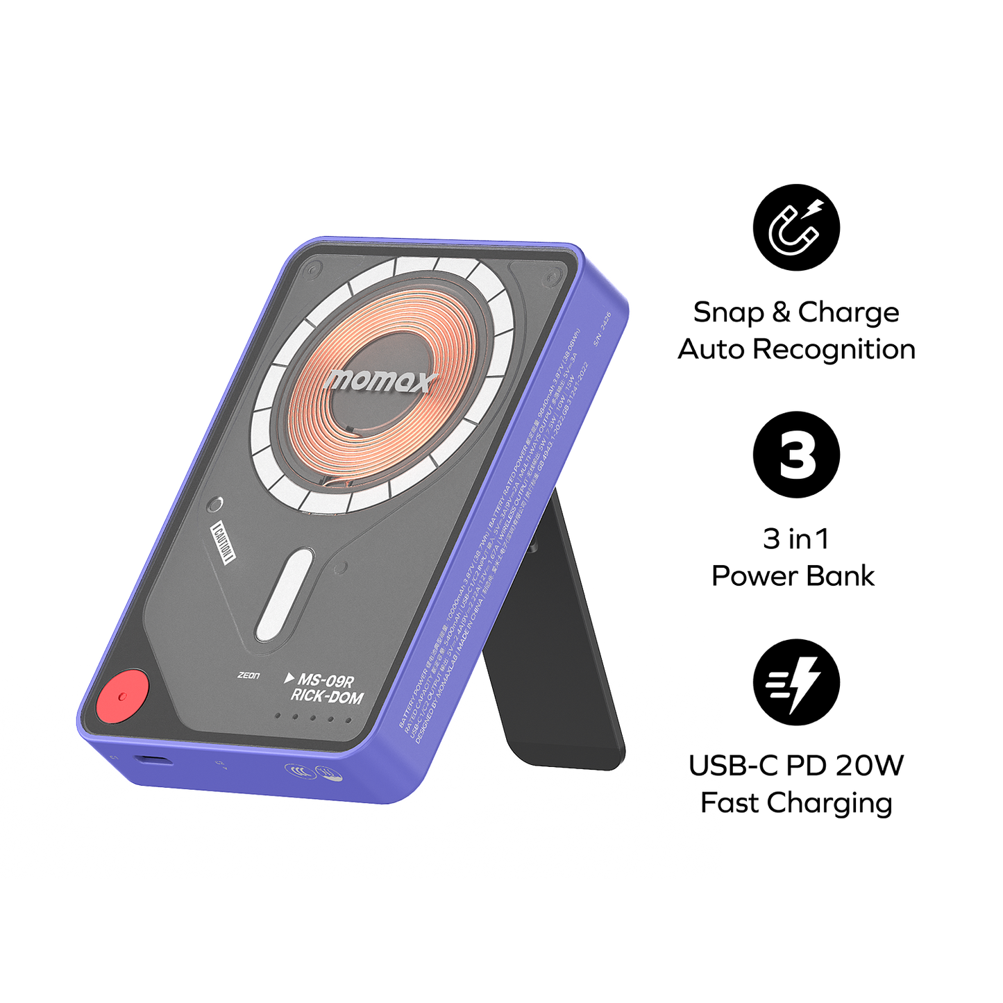 1-Power X Pro+ 10000mAh 內置USB-C線移動源支架