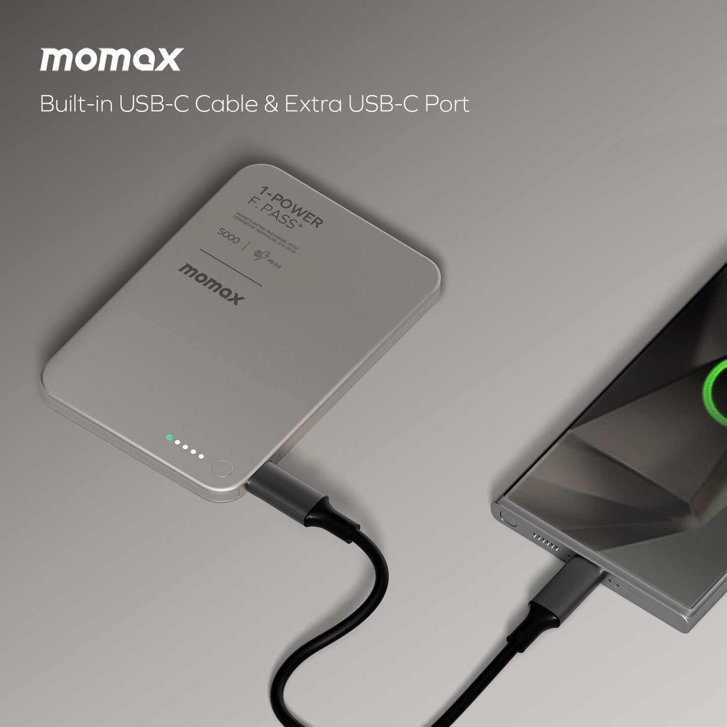 1-Power F.Pass+ 5000mAh 磁力帶線流動電源 (CCC 認證)