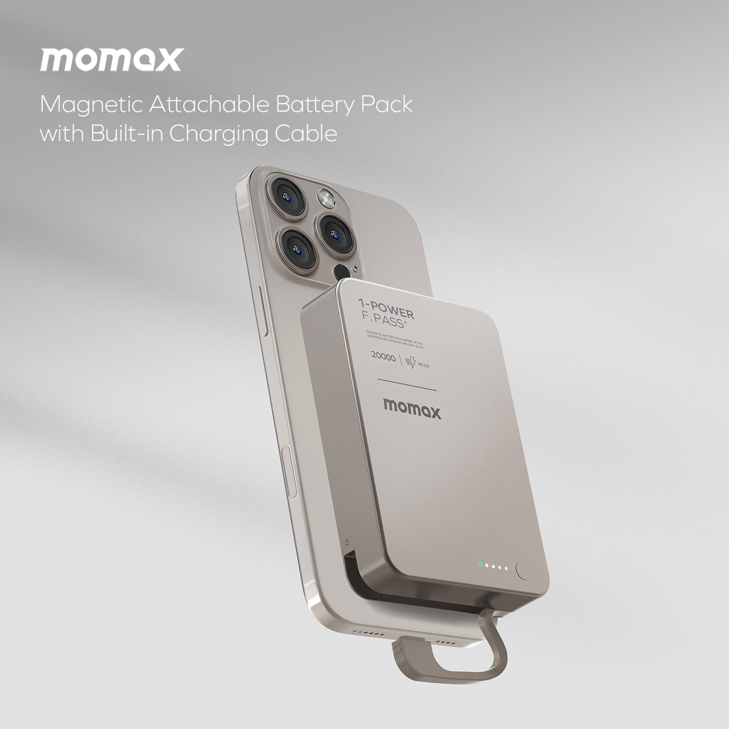 1-Power F.Pass⁺ 20000mAh 磁吸帶線流動電源 (CCC 認證)