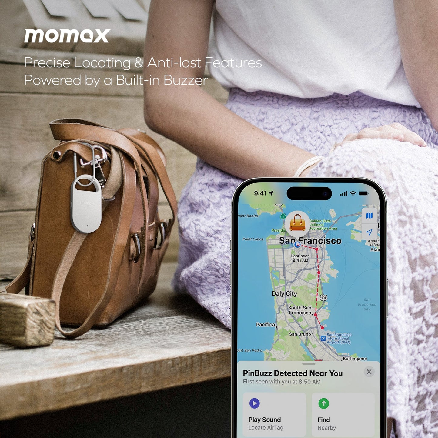 PinBuzz 可充電防盜個人警報器 Find My 全球定位器