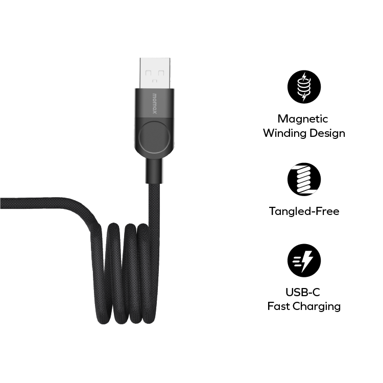 Mag.link 66W USB-A to USB-C 磁吸連接線 (1m)